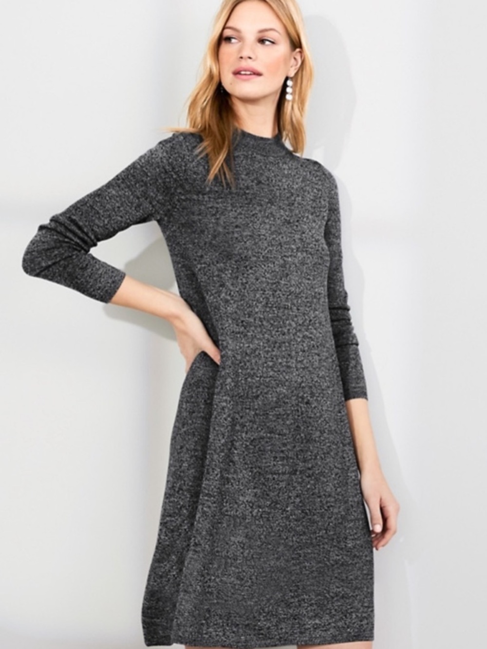 Garnet Hill Merino Wool Eco Merino Trapeze Sweater Dress Size M Career‎ Workwear